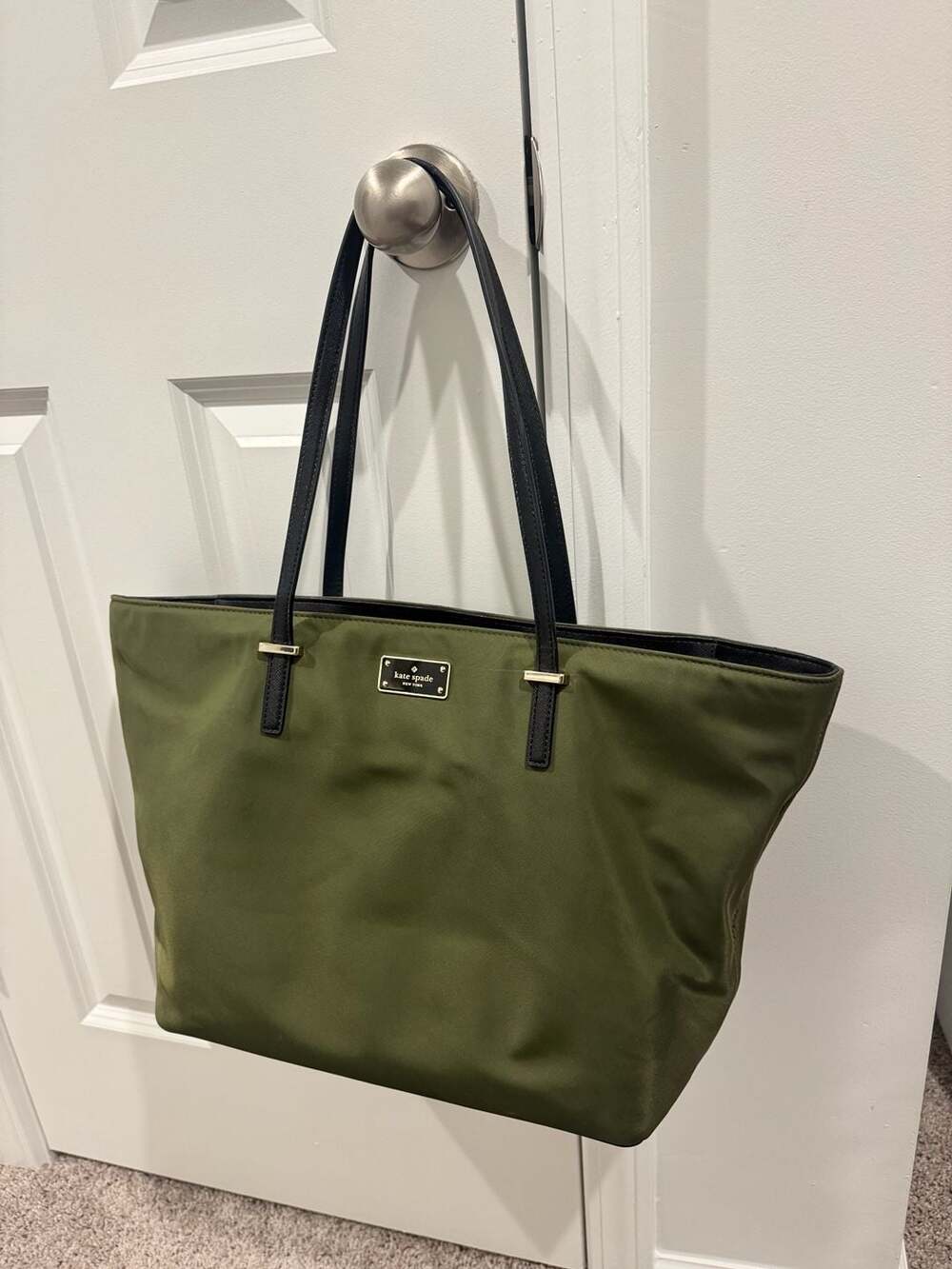 Kate Spade New York Olive Green Nylon Tote Bag